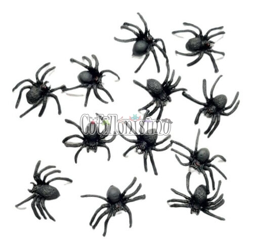 30 Arañas De Plástico Para Halloween - Decoración Realista Con Ojos Rojos | Bromas, Fiestas Y Sustos (4x3 Cm Cada Una)