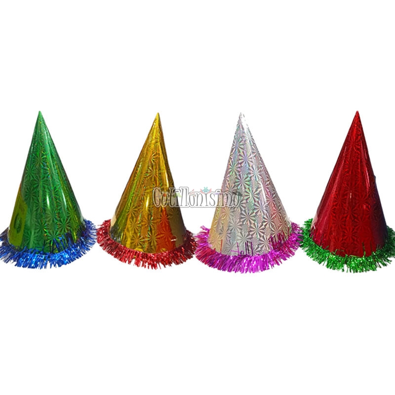 Bonete Cumpleaños Carton Holografico con Flecos Colores Surtidos ...
