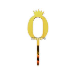 Topper para Torta Dorado N0 Con Corona