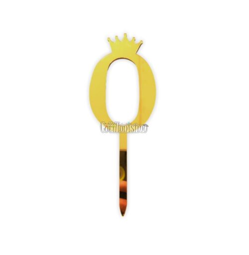 Topper para Torta Dorado N0 Con Corona