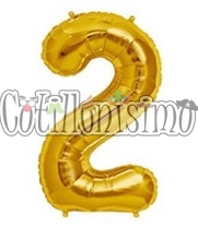 Globo Numero Inflable 2 Dorado 40cm