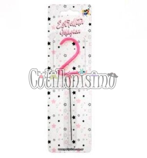 Vela CHISPITA Numero 2 Color Rosa Sparkles