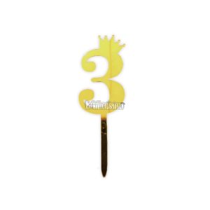 Topper para Torta Dorado N3 Con Corona