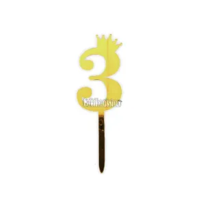 Topper para Torta Dorado N3 Con Corona