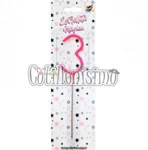 Vela CHISPITA Numero 3 Color Rosa Sparkles