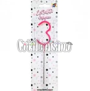 Vela CHISPITA Numero 3 Color Rosa Sparkles
