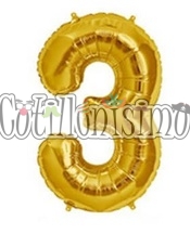 Globo Numero Inflable 3 Dorado 40cm