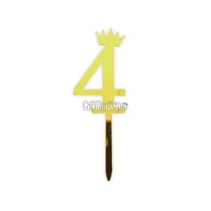Topper para Torta Dorado N4 Con Corona