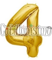 Globo Numero Inflable 4 Dorado 80cm