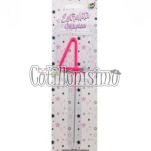 Vela CHISPITA Numero 4 Color Rosa Sparkles