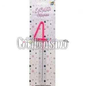 Vela CHISPITA Numero 4 Color Rosa Sparkles