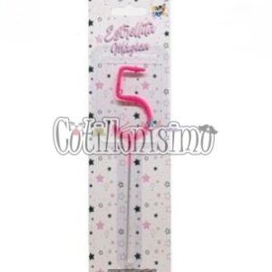 Vela CHISPITA Numero 5 Color Rosa Sparkles