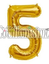 Globo Numero Inflable 5 Dorado 80cm