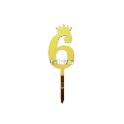 Topper para Torta Dorado N6 Con Corona