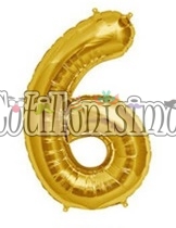 Globo Numero Inflable 6 Dorado 80cm