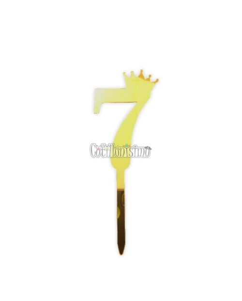 Topper para Torta Dorado N7 Con Corona