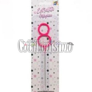 Vela CHISPITA Numero 8 Color Rosa Sparkles