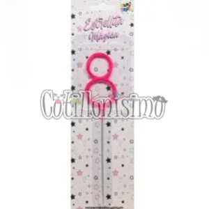 Vela CHISPITA Numero 8 Color Rosa Sparkles