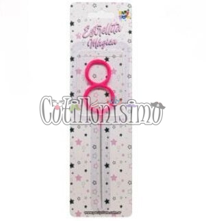 Vela CHISPITA Numero 8 Color Rosa Sparkles
