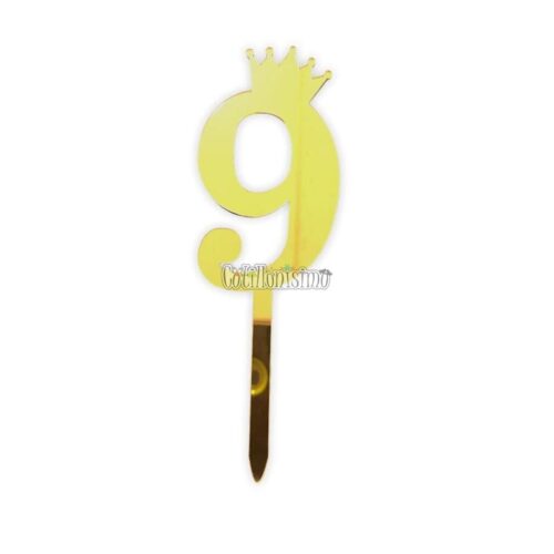 Topper para Torta Dorado N9 Con Corona
