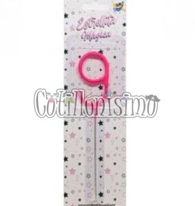 Vela CHISPITA Numero 9 Color Rosa Sparkles