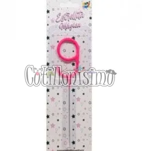 Vela CHISPITA Numero 9 Color Rosa Sparkles