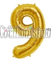 Globo Numero Inflable 9 Dorado 80cm