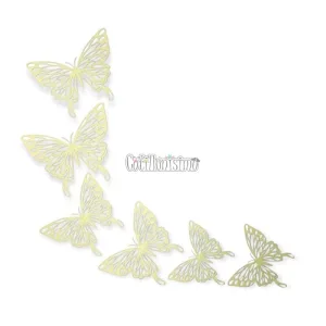 Adorno Mariposa Calada Amarillo Pastel x6 Unidades Modelos Surtidos