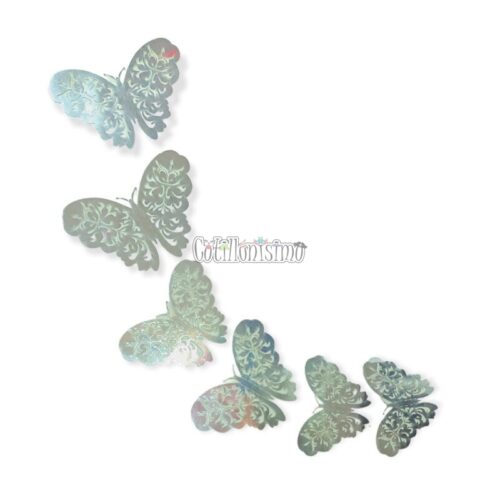Adorno Mariposa Calada Plateado x6 Unidades Modelos Surtidos - Imagen 2