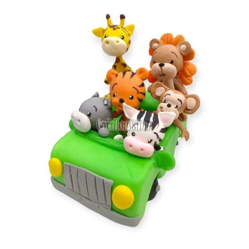 Adorno de Porcelana Animalitos en Auto