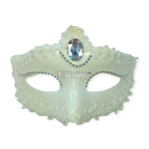 Antifaz Blanco con Perlitas