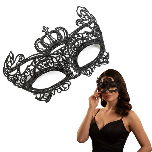 Antifaz Encaje Corona NEGRO