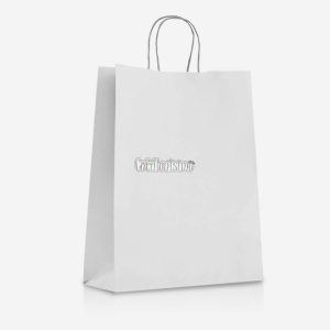 Bolsa Papel BLANCA con Manija 22 x 10 x 30 Cm
