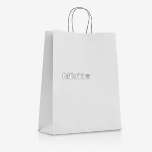 Bolsa Papel BLANCA con Manija 22 x 10 x 30 Cm