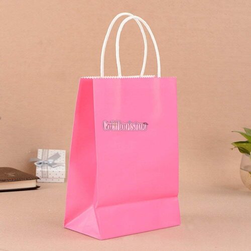 Bolsa Papel ROSA con Manija 22 x 10 x 30 Cm
