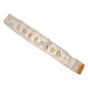 Banda de Egresado 72cm Blanca y Dorada