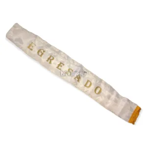 Banda de Egresado 72cm Blanca y Dorada
