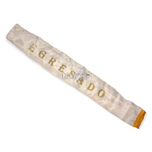 Banda de Egresado 72cm Blanca y Dorada