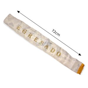 Alternative view of Banda de Egresado 72cm Blanca y Dorada