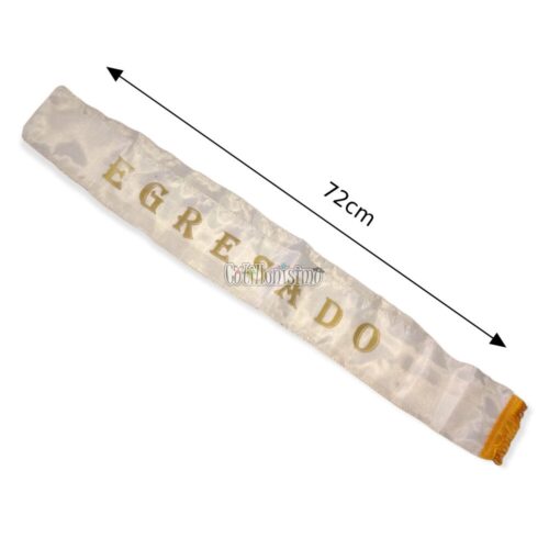Banda de Egresado 72cm Blanca y Dorada - Imagen 2