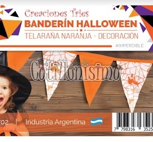 Banderín Telaraña Naranja Base Blanca 3 Mts (FRISELINA)