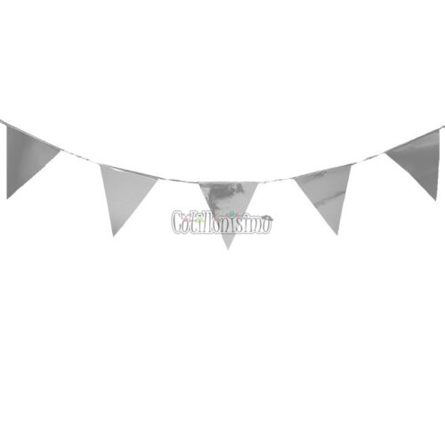 Banderin Triangular Guirnalda METALIZADO - Color PLATEADO X3 Metros