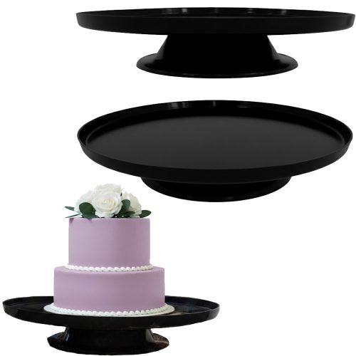Bandeja Posa Torta con Pie Color Negro 26 cm
