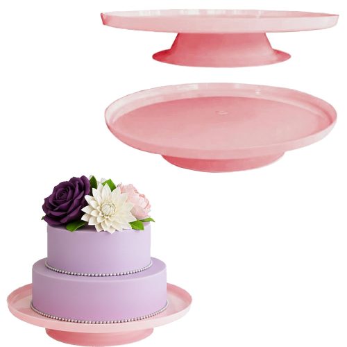 Bandeja Posa Torta con Pie Color Rosa Pastel