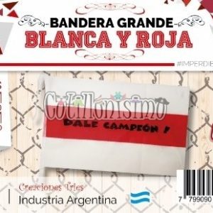 Bandera Grande BLANCO y ROJO (FRISELINA) 60x90cm X5 Unidades
