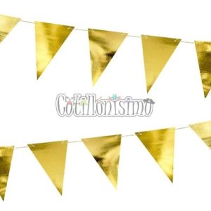 Banderin Triangular Guirnalda METALIZADO - Color DORADO X3 Metros - Imagen 2