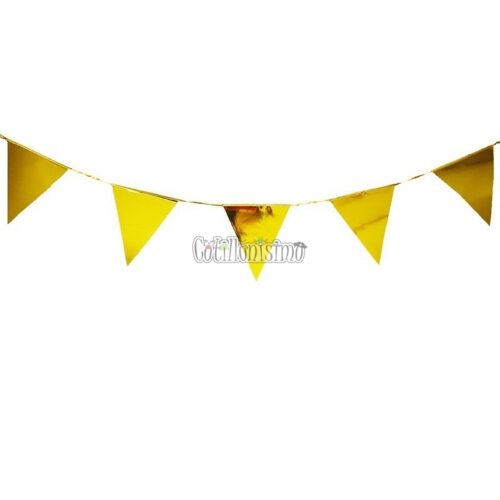 Banderin Triangular Guirnalda METALIZADO - Color DORADO X3 Metros