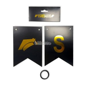 Banderin EGRESADOS Negro y Dorado
