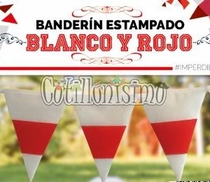 Banderin Estampado BLANCO y ROJO 3Mts (FRISELINA)