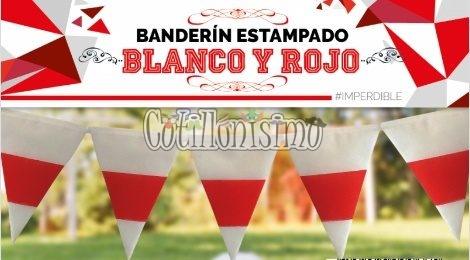 Banderin Estampado BLANCO y ROJO 3Mts (FRISELINA)